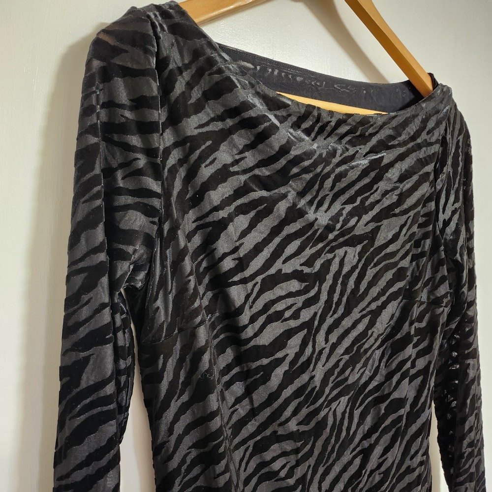 Reiss Velvet Animal Print Midi Dress With Mesh Back Black Size 8 US 12UK